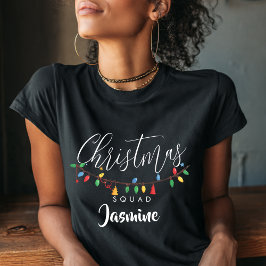Camiseta Nombre del equipo de Navidad de luces de cadena re