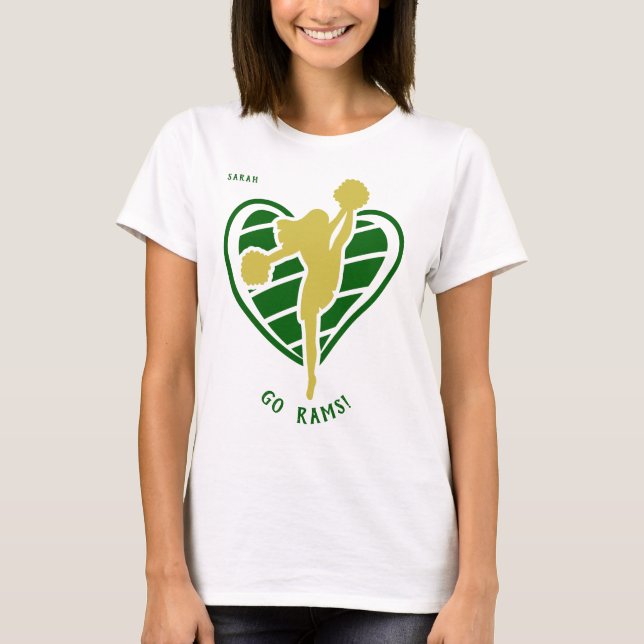 Camiseta Nombre del equipo del animador de oro verde (Anverso)