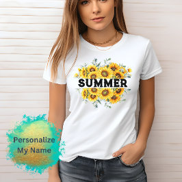 Camiseta Nombre del girasol amarillo retro vintage del pers