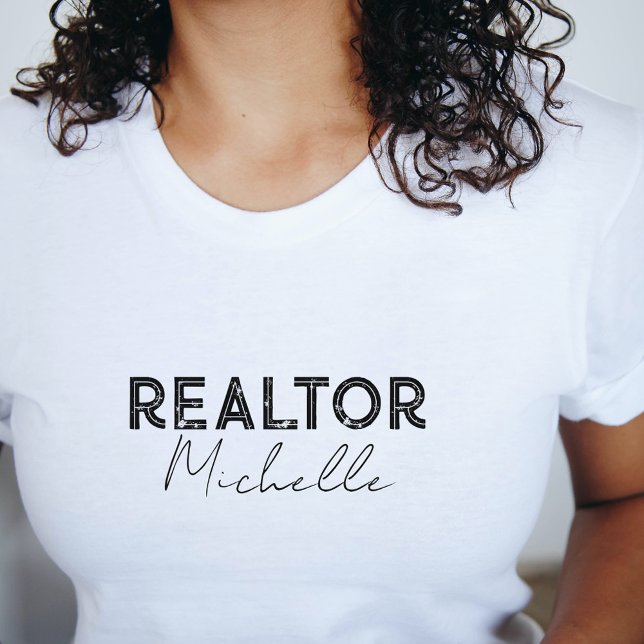 Camiseta Nombre del guión del agente inmobiliario Realtor (Real Estate Agent Realtor Retro Script Name T-Shirt)