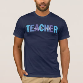 Camiseta Nombre del guión del profesor: hombres azul y púrp