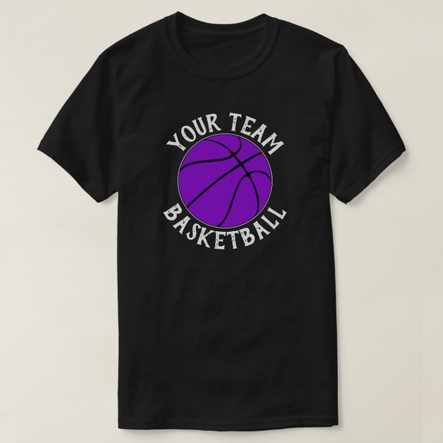 Camiseta Nombre del jugador del equipo de baloncesto púrpur (Diseño del anverso)