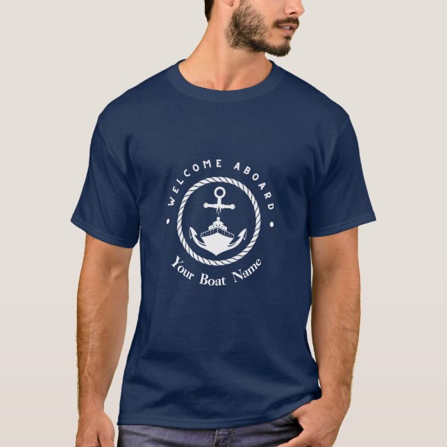 Camiseta Nombre del marchito del barco náutico azul de bien (Anverso)