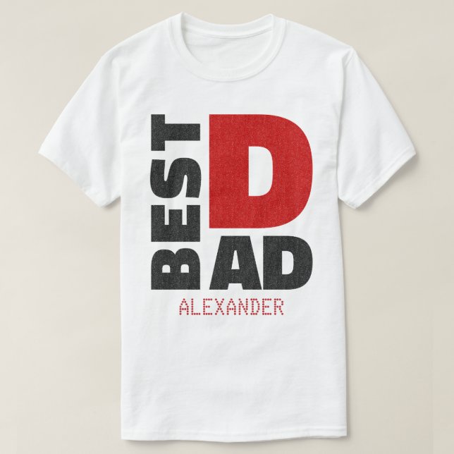 Camiseta Nombre del mejor Purpurina negro rojo de papá pers (Diseño del anverso)
