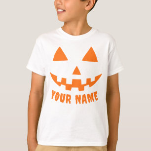 Camiseta Nombre del niño de Halloween, Naranja personalizad