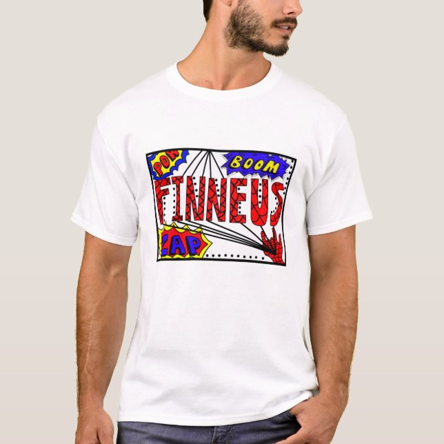 Camiseta Nombre del niño Finneus Spider Súper Poderes Web (Anverso)