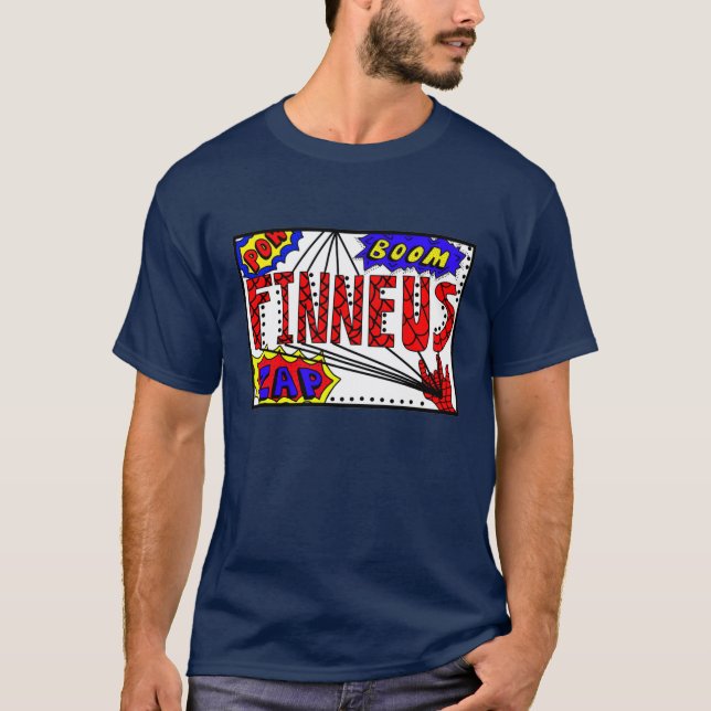 Camiseta Nombre del niño Finneus Spider Súper Potencias web (Anverso)