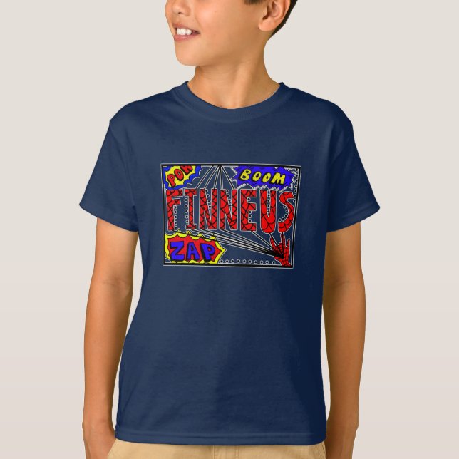 Camiseta Nombre del niño Finneus Spider Súper Potencias web (Anverso)