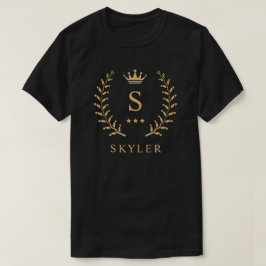 Camiseta Nombre del personalizar y Monograma inicial de oro