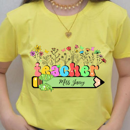 Camiseta Nombre del profesor de Flor silvestre Personalizad