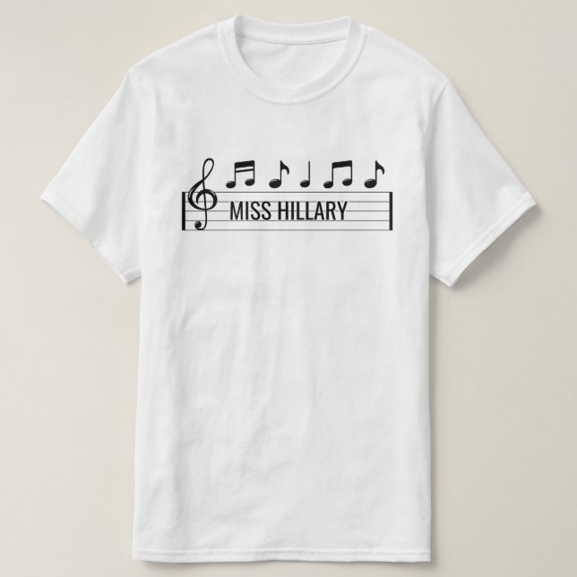 Camiseta Nombre del profesor de música personalizado (Diseño del anverso)