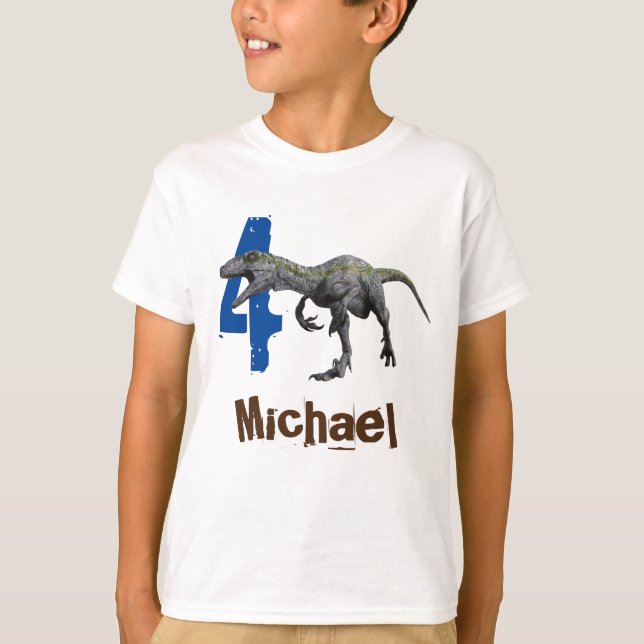 Camiseta Nombre del Raptor Edad Dinosaurio Jurásico Edad (Anverso)