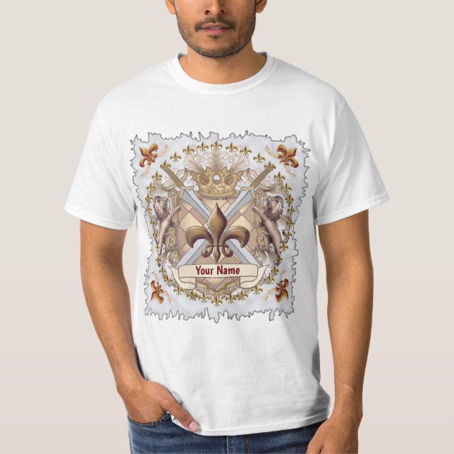 Camiseta Nombre del sobrenombre de la familia del Escudo de (Anverso)
