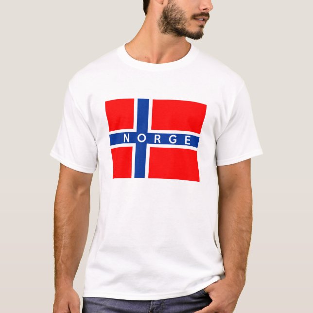 Camiseta nombre del texto del norge del país de la bandera (Anverso)