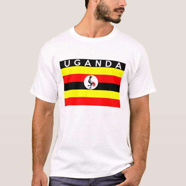 Camiseta nombre del texto del país de la bandera de Uganda (Anverso)