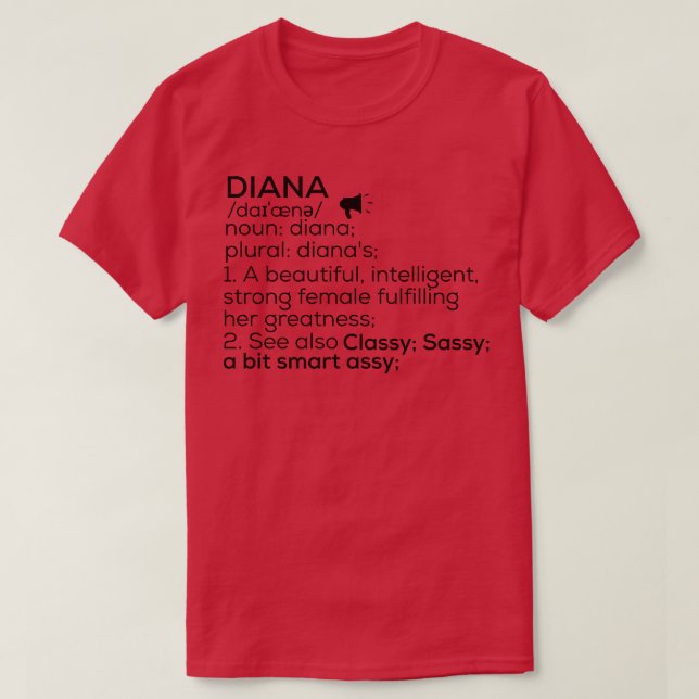 Camiseta Nombre Diana Definición Nombre Diana Femenino (Diseño del anverso)