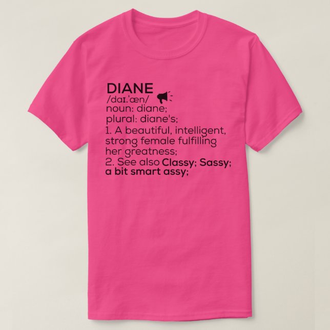Camiseta Nombre Diane Definición Nombre Diane Nombre Femeni (Diseño del anverso)