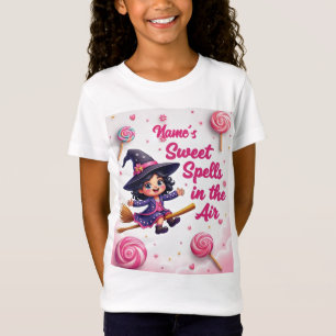 Camiseta Nombre editable lindo Bruja y canto cielo bebé Tee