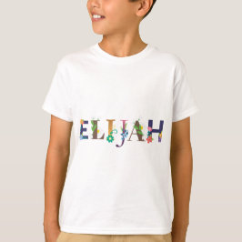 Camiseta Nombre ELIJAH Arte Con Flores Borradas