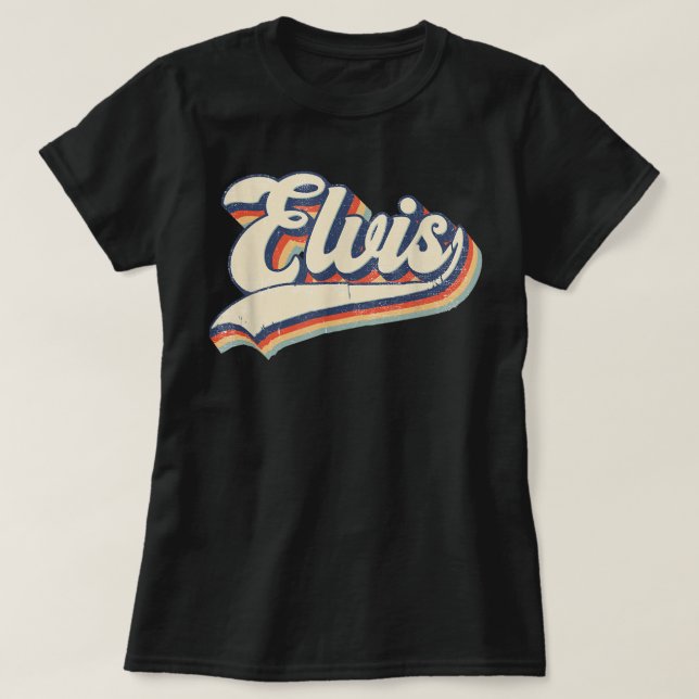 Camiseta Nombre Elvis Personalizado Vintage Retro Gift Homb (Diseño del anverso)