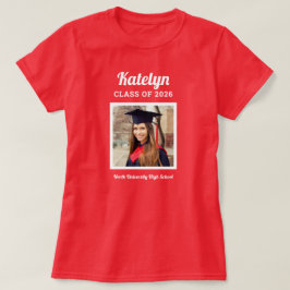 Camiseta Nombre en guión Foto Clase de 2026 Rojo