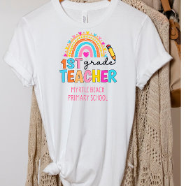 Camiseta Nombre escolar de profesora moderna de primer grad