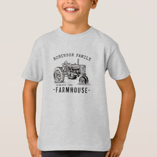 Camiseta Nombre Familiar Farmhouse Rústico Tractor Vintage
