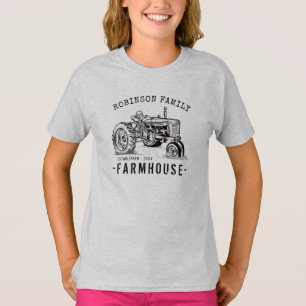 Camiseta Nombre Familiar Farmhouse Rústico Tractor Vintage