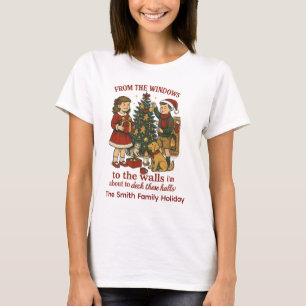 Camiseta Nombre Familiar Personalizado Deck The Halls Navid