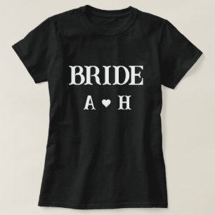 Camiseta Nombre inicial del novio de novia personalizado