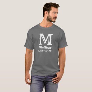 Camiseta Nombre Inicial Monograma Acompañante Boda Gris