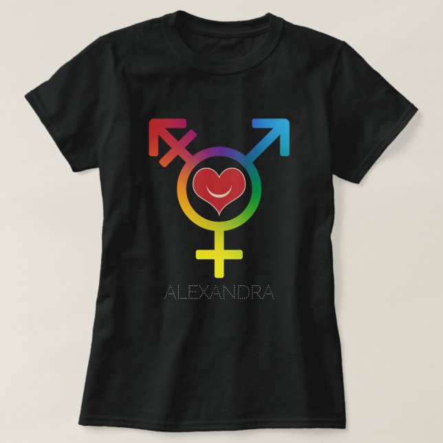 Camiseta Nombre LGBT gay transexual sonriente del corazón a (Diseño del anverso)
