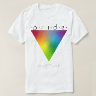Camiseta Nombre LGBTQ del triángulo del arcoiris colorido d