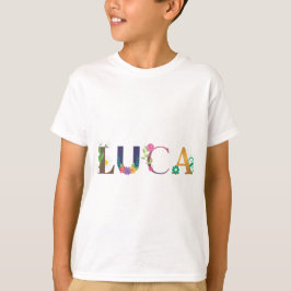 Camiseta Nombre LUCA Arte Con Flores Borradas