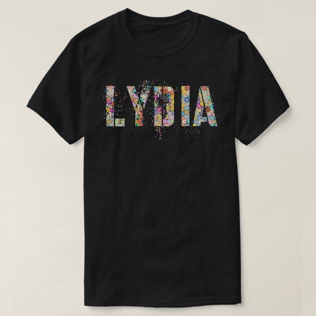 Camiseta Nombre LYDIA Chica Flor Personalizado (Diseño del anverso)
