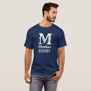 Camiseta Nombre Masculine Monogrammed Groom Boda Marina Azu