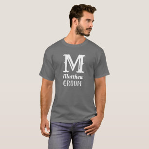 Camiseta Nombre Masculine Monogrammed Groom Bodas Gray