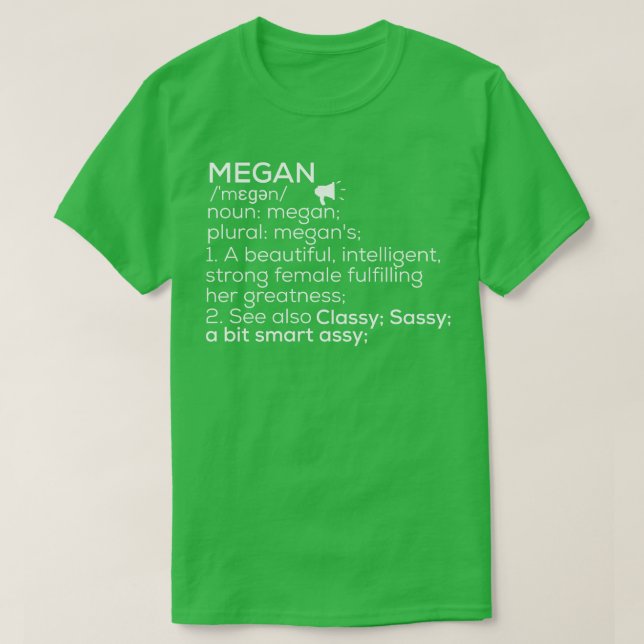 Camiseta Nombre Megan Definición Megan Nombre Femenino 1 (Diseño del anverso)