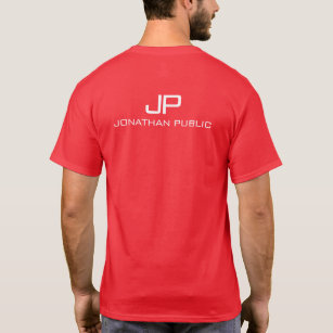 Camiseta Nombre Monograma Diseño en el reverso Mens Rojo mo