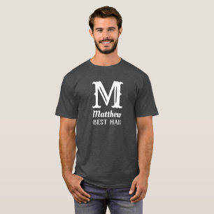 Camiseta Nombre Monograma Masculino Gris para Padrino de Bo