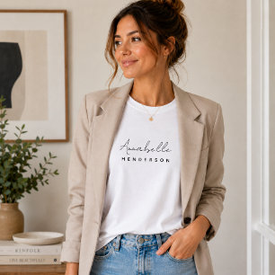 Camiseta Nombre Monograma   Moderno Minimalista Elegante