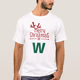 Camiseta Nombre Monogramado simple de la familia de Navidad