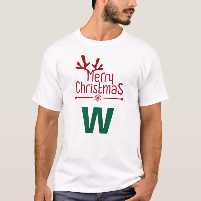 Camiseta Nombre Monogramado simple de la familia de Navidad (Anverso)