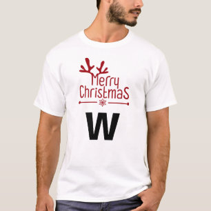 Camiseta Nombre Monogramado simple de la familia de Navidad