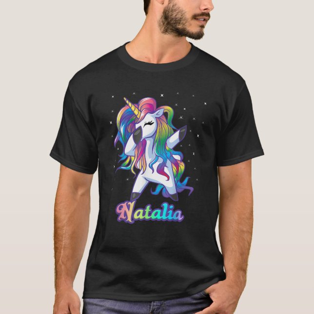 Camiseta Nombre NATALIA Personalizado personalizado Rainbow (Anverso)