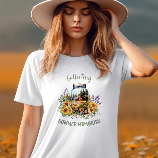 Camiseta Nombre natural del bosque de lavanda de los giraso (Summer Sunflowers Lavender Forest Nature Name T-Shirt)