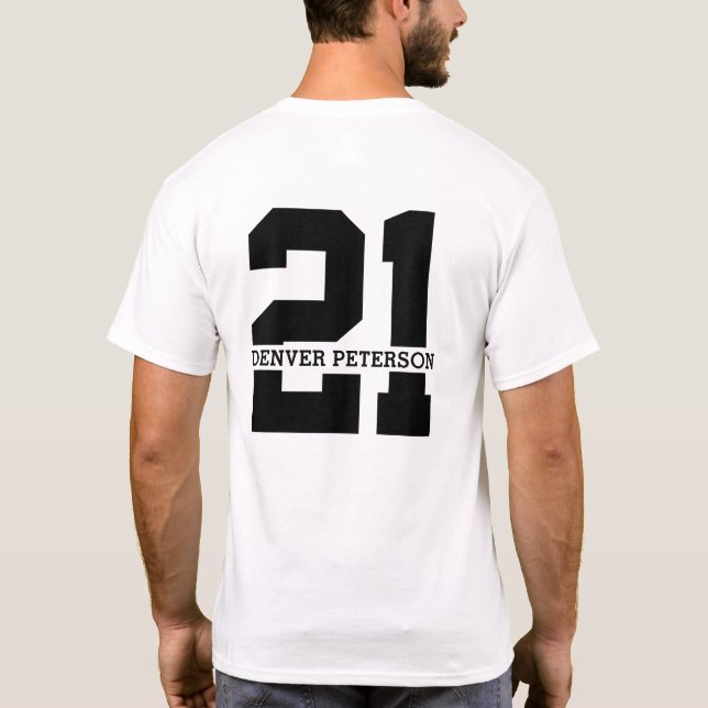Camiseta Nombre personalizado 21º cumpleaños moderno (Reverso)