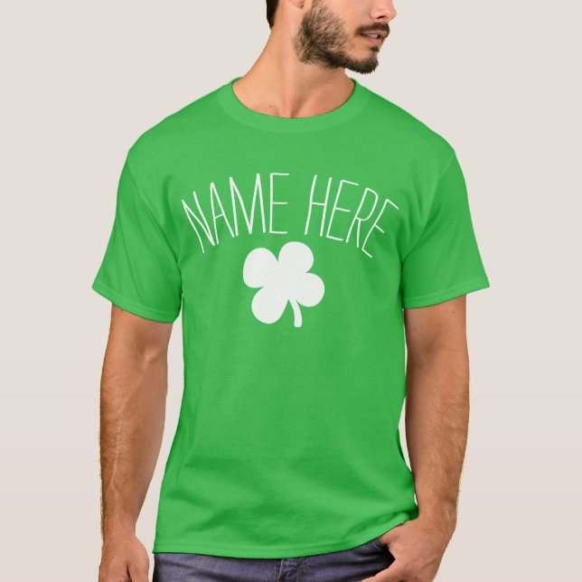 Camiseta Nombre Personalizado 4-Leaf Clover St Patricks Day (Anverso)