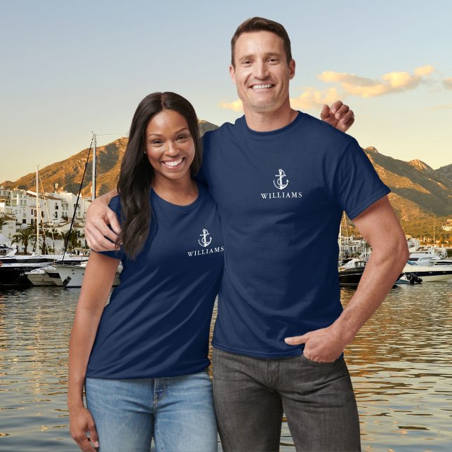 Camiseta Nombre Personalizado Ancla de Barco Náutico (Personalized Name Nautical Boat Anchor T-Shirt)