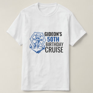 Camiseta Nombre Personalizado Anclaje Azul Cruizador Cumple